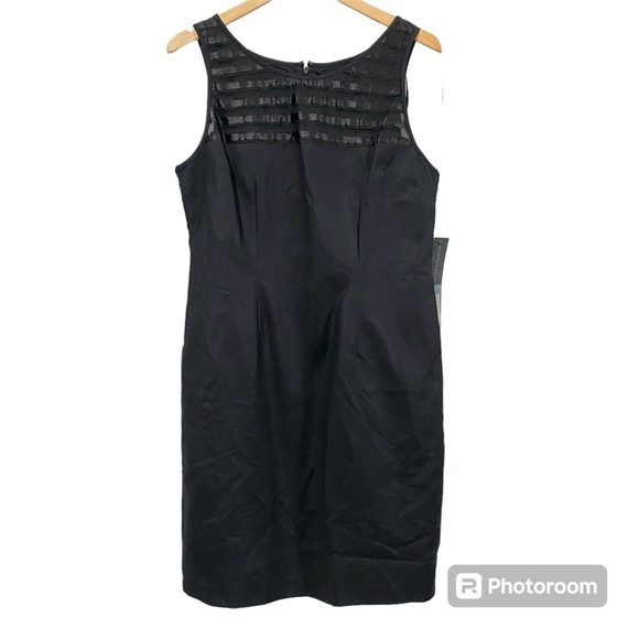 Worthington black sheath dress with lace sheer top detail sleeveless NWT size 14 - Picture 4 of 13
